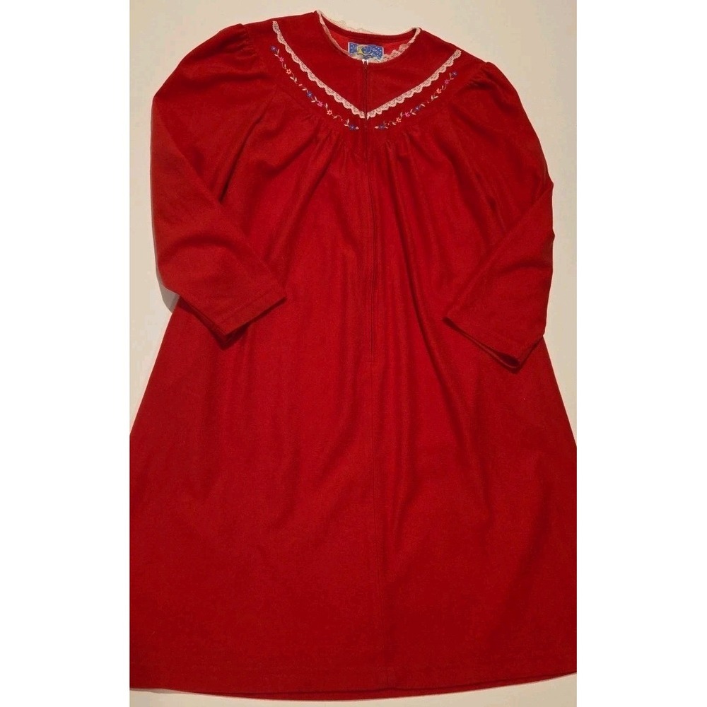 Vintage Moon Dance Women's Plus Size 2X  Nightgown House Dress Zip Pink Fleece